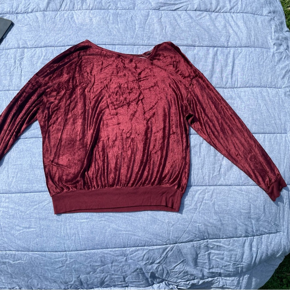 Michael Stars Anthropologie Burgundy Velvet Women’s Long Sleeve - Size Large